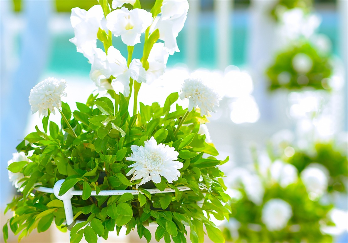 プランテーション・ベイ・セブ挙式　フラワーポット生花装飾