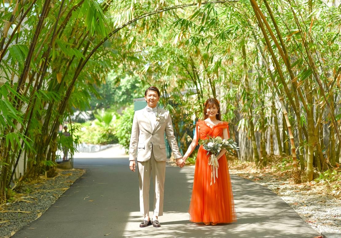 プランテーション・ベイ・セブ島ウェディング　バンブーアーチにて挙式前撮影