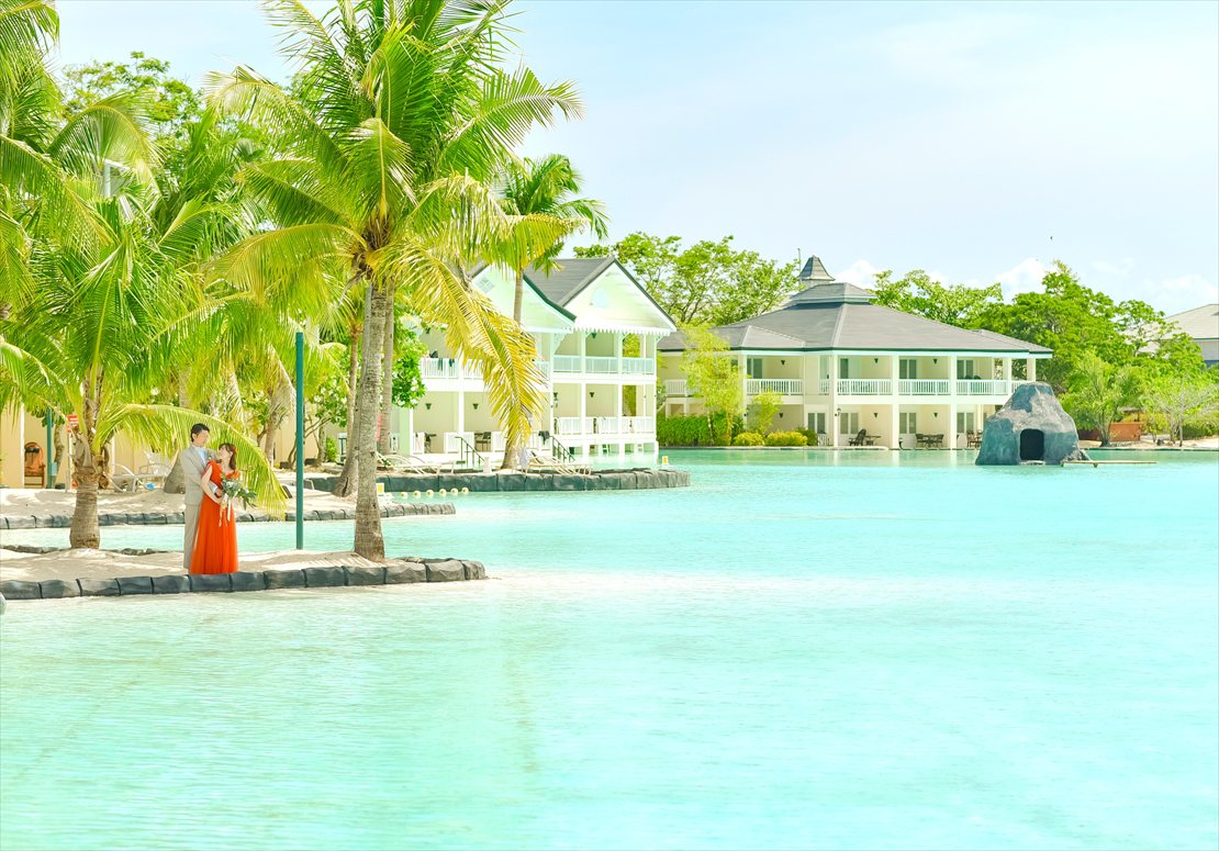 プランテーション・ベイ・セブウェディング　美しいラグーン内にて挙式前撮影