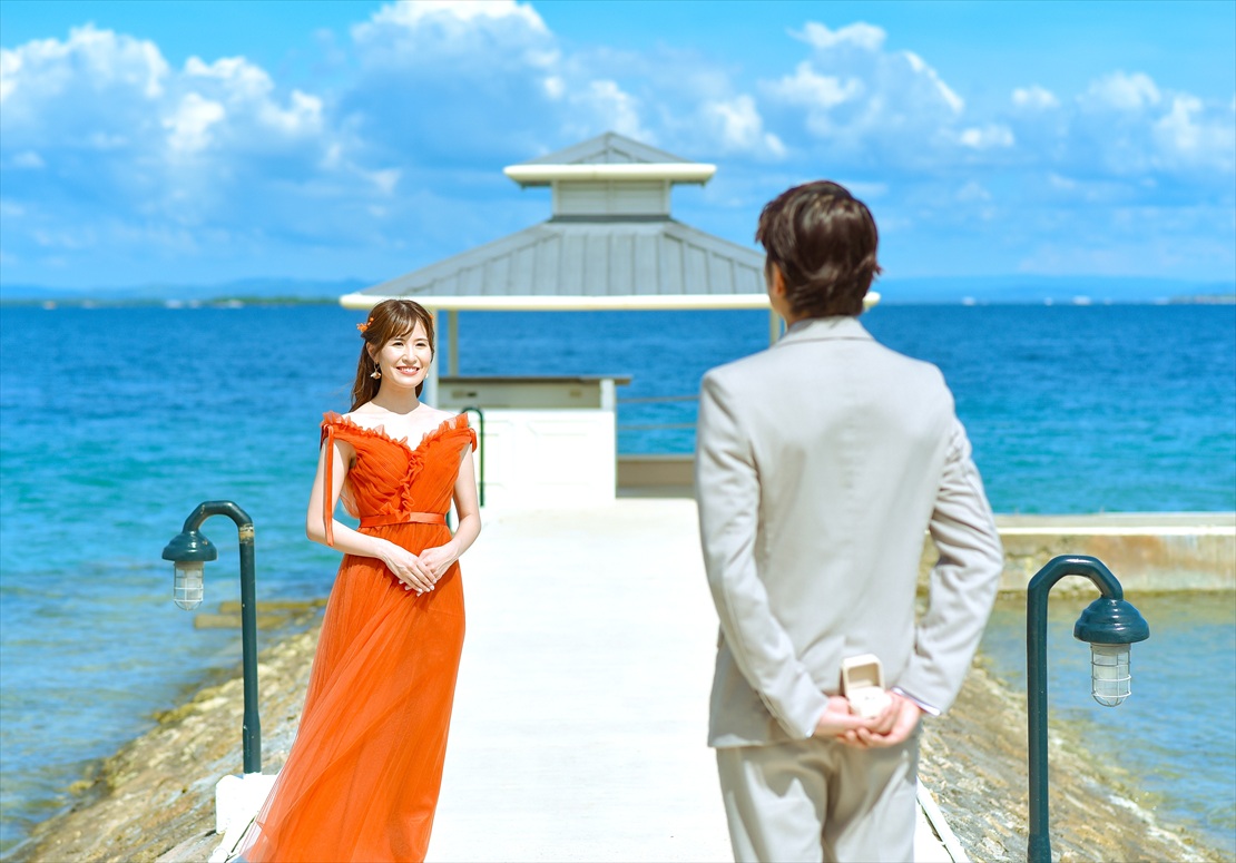 プランテーション・ベイ・セブ島結婚式　桟橋にてプロポーズシーン