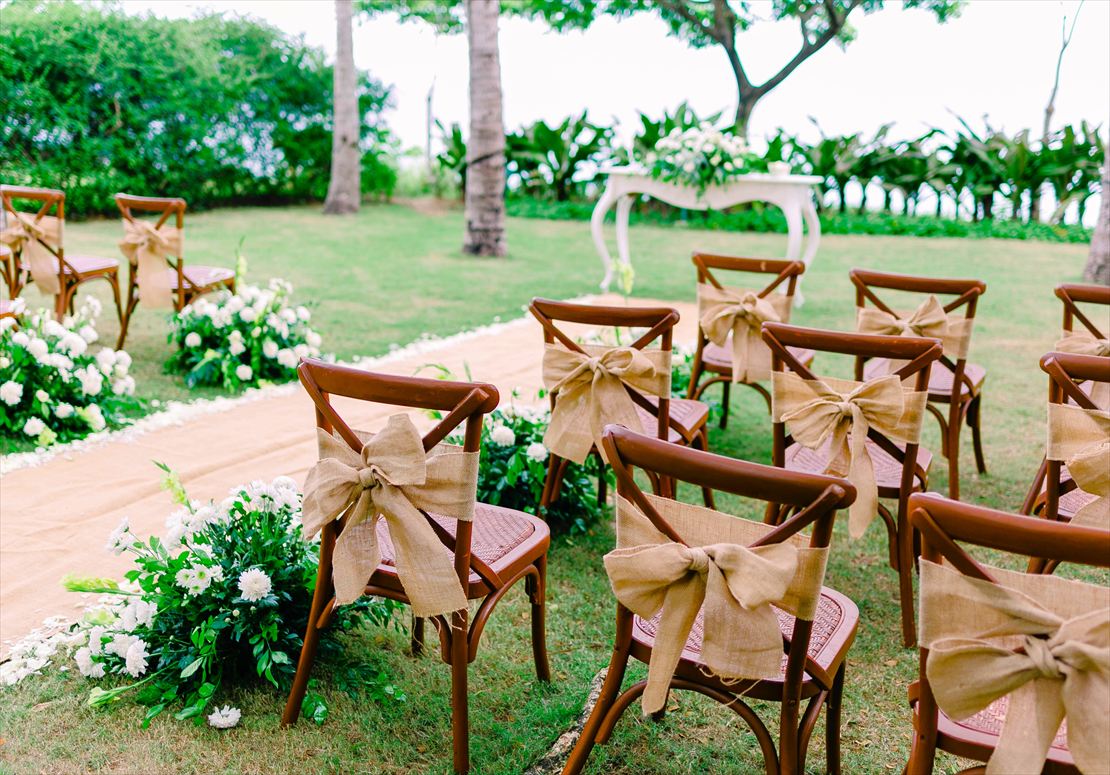 Crimson Resort & Spa Mactan Cebu Wedding Ceremony (7) クリムゾン・マクタン・セブ挙式 麻のチェアサッシュリボン