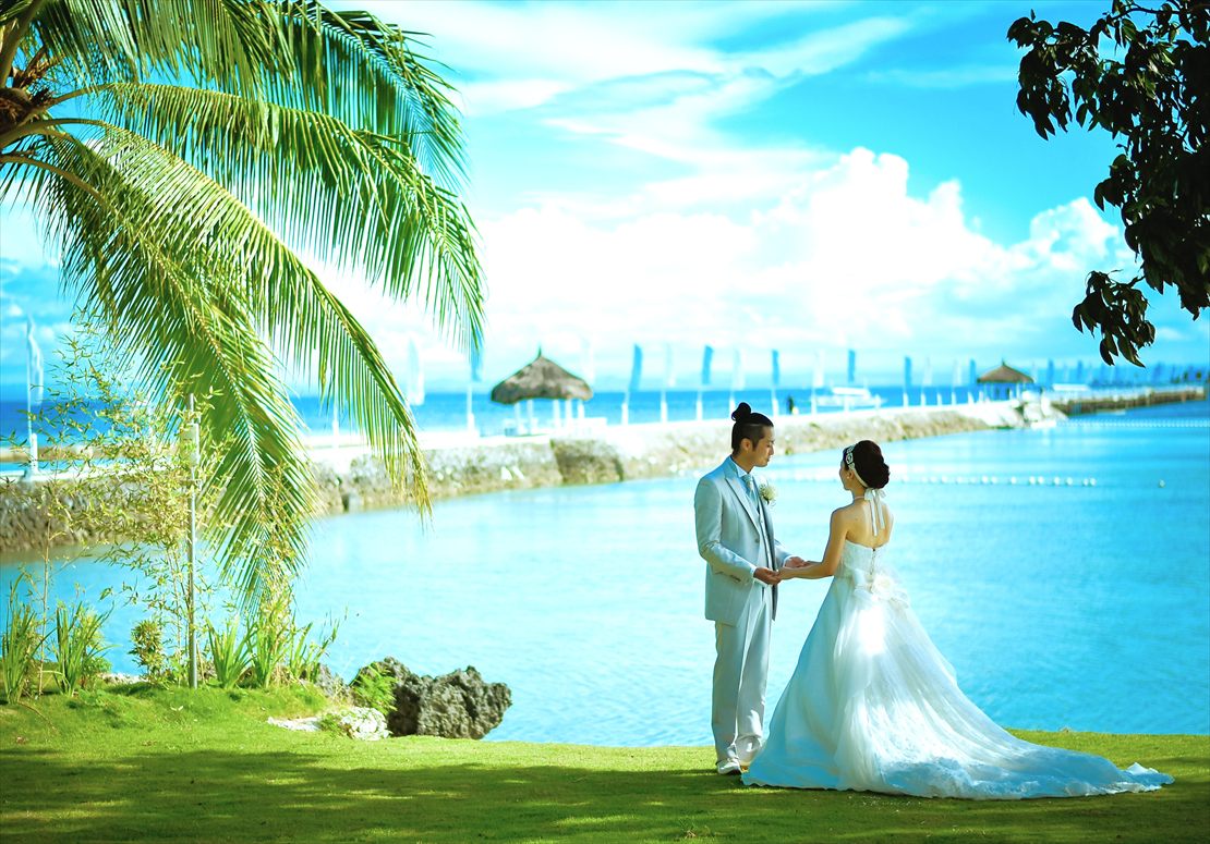 パシフィック・セブ・リゾート・セブ結婚式　ガーデンにて挙式前撮影